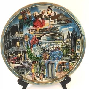 Vintage Metal New Orleans Vintage Souvenir Tray & Coaster Set- NIB